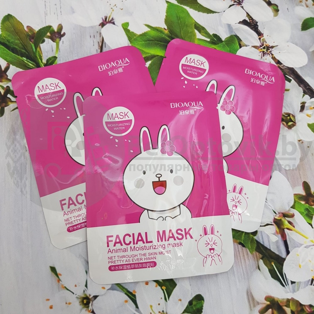 Тканевая маска для лица Bioaqua Facial Mask Animal Moisturizing для увлажнения кожи, 30 гр. С цветами вишни - фото 4 - id-p113124832