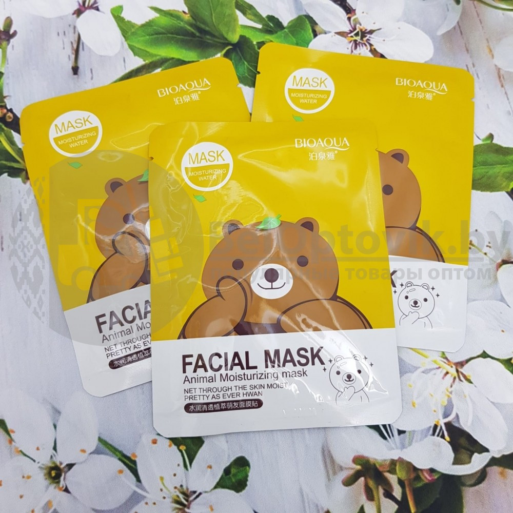 Тканевая маска для лица Bioaqua Facial Mask Animal Moisturizing для увлажнения кожи, 30 гр. С цветами вишни - фото 6 - id-p113124832