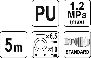 Шланг спиральный для воздуха с фитингами 6.5х10мм 10м (PU) "Yato" YT-24205, фото 2