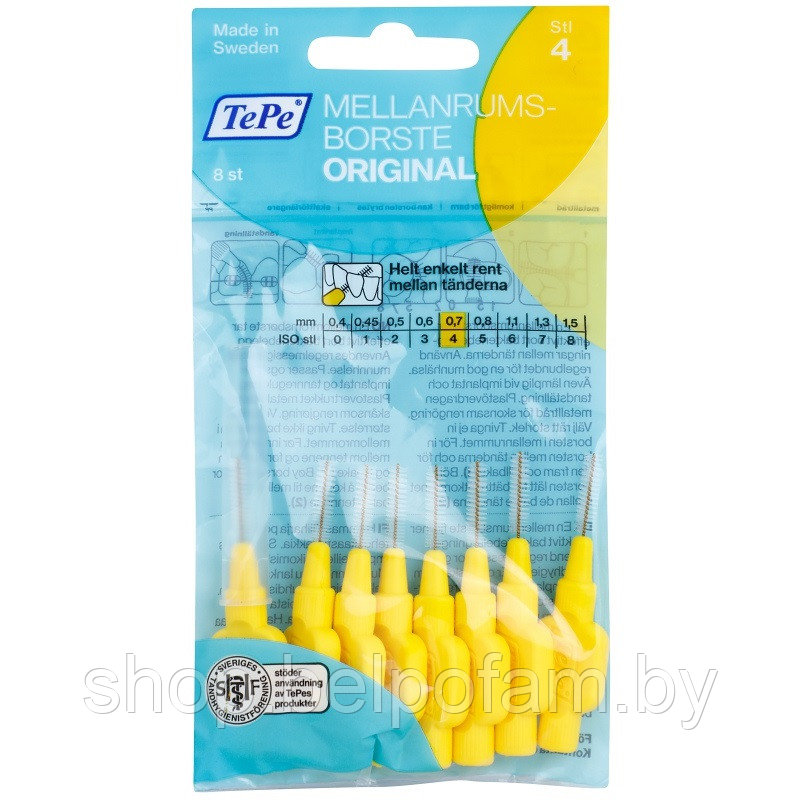 Зубной ершик TePe ORIGINAL №4 (мягкая упаковка), 8 штук