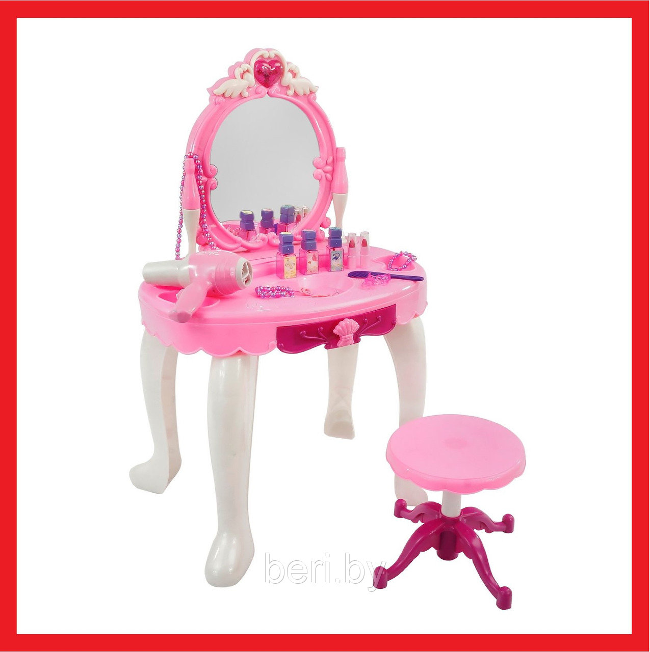 008-25 Игровой набор трюмо "Юная красавица", туалетный столик со стульчиком, свет, звук - фото 2 - id-p113131964