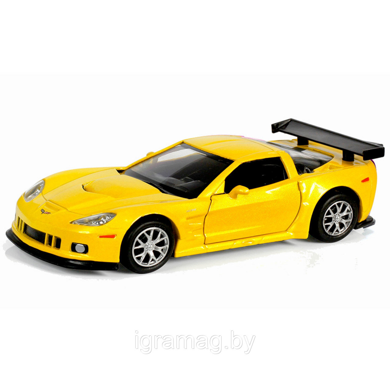 Инерционная коллекционная машинка Chevrolet Corvette C6.R, желтая 1:32 - фото 3 - id-p113159771