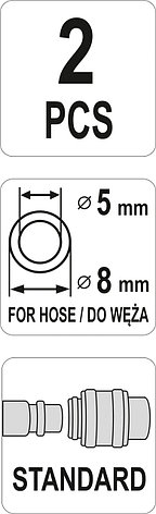 Быстросъёмное соединение на шланг 5х8мм (2шт) "Yato" YT-24102, фото 2