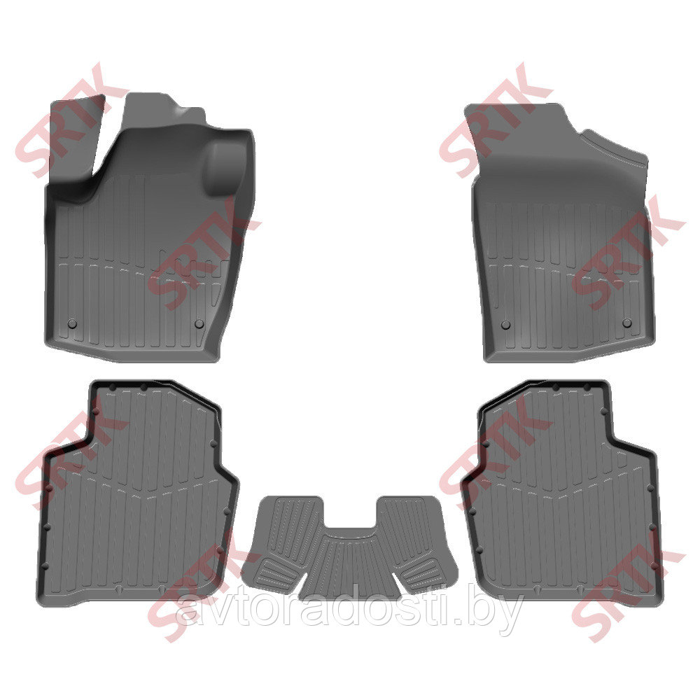 Коврики резиновые для Skoda Rapid (2012-2022) / Volkswagen Polo LTB (2020-) / Рапид / Поло (SRTK)