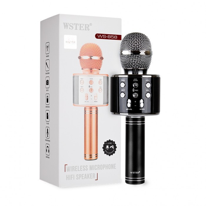 Беспроводной караоке микрофон WSTER WS-858 (оригинал, розовый) - фото 3 - id-p113174356