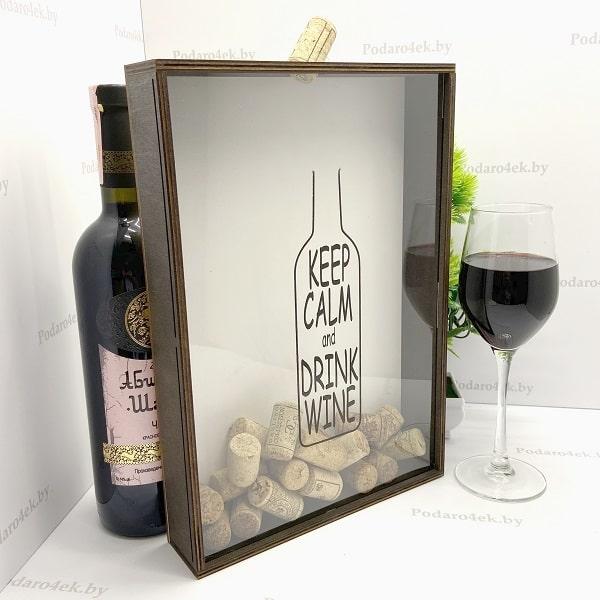 Копилка для винных пробок «Будь спокоен- пей вино» - фото 1 - id-p113204269