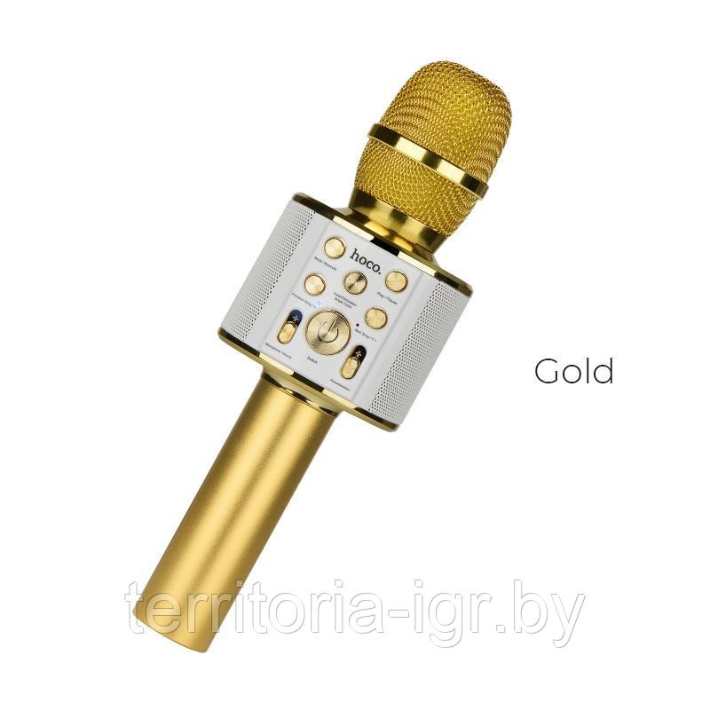 Караоке-микрофон Bluetooth BK3 золотистый Hoco - фото 2 - id-p113214644