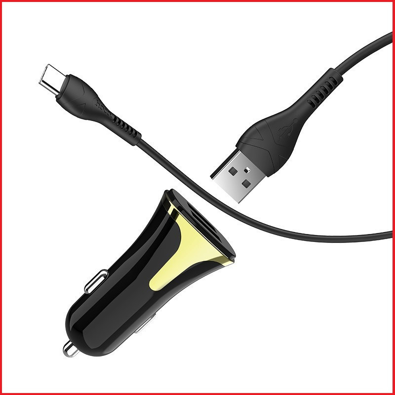 Автомобильное зарядное устройство Hoco Z31 Universe QC3.0 + кабель lightning, 2USB, 3.4A макс