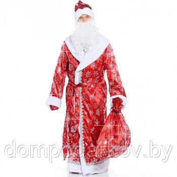 Карнавальный костюм «Дед Мороз», сатин, размер 54-56, цвет красный