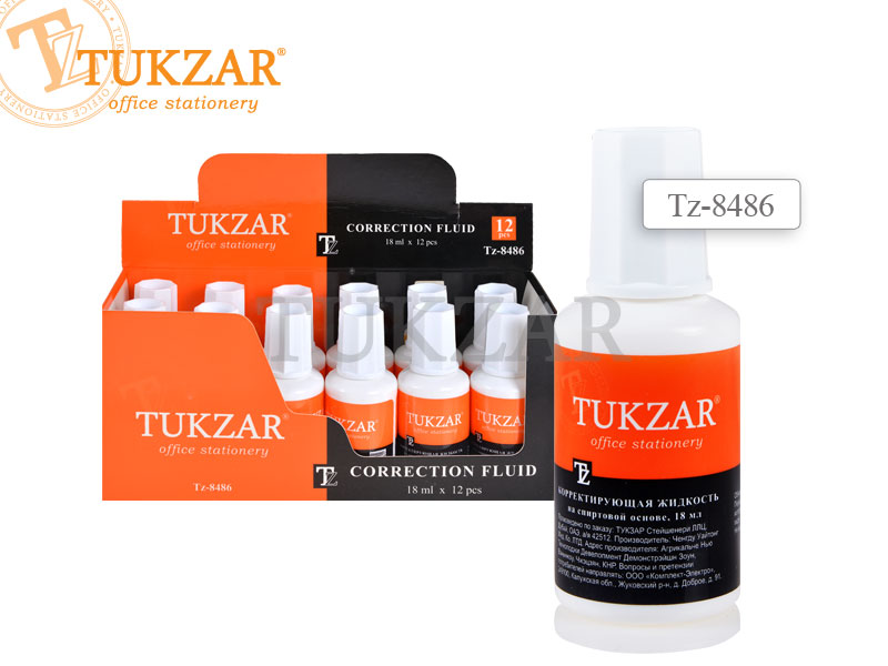 Корректирующая жидкость TUKZAR, 18 мл., на спиртовой основе NEW, арт. TZ 8486(работаем с юр лицами и ИП) - фото 1 - id-p113242933