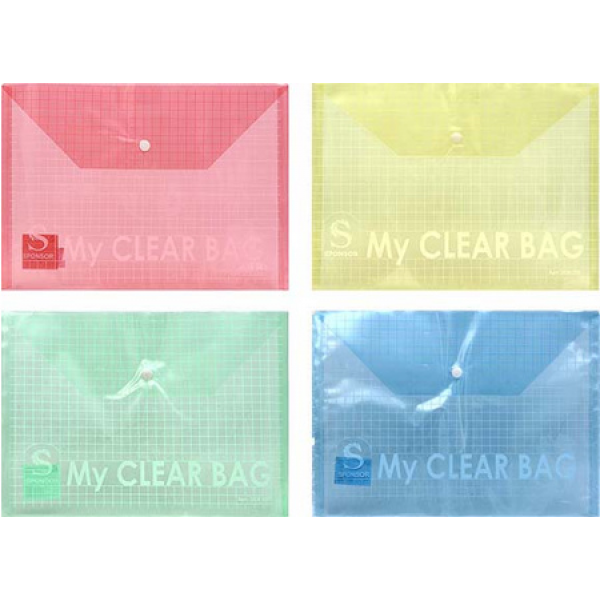 Папка-конверт с кнопкой MY CLEAR BAG, ф. А5, 140мкм, арт. SCB209/A5(работаем с юр лицами и ИП)