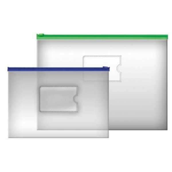 Папка на молнии прозрачная, молния ассорти 3 цвета, ф.A4, 160мкм, с карманом, арт. IPF56/ASS(работаем с юр - фото 1 - id-p113243300