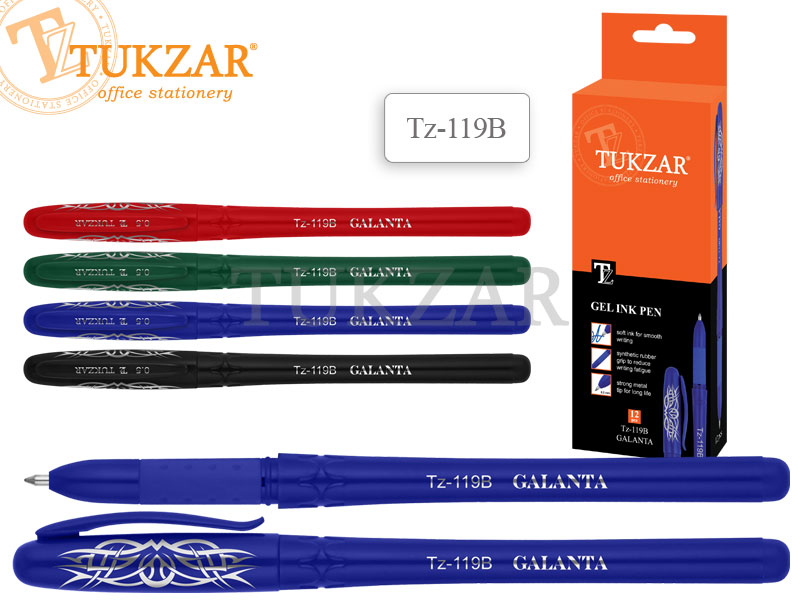 Ручка гелевая, цветной корпус, резиновый держатель, TZ 119 B, цвет синий(работаем с юр лицами и ИП)