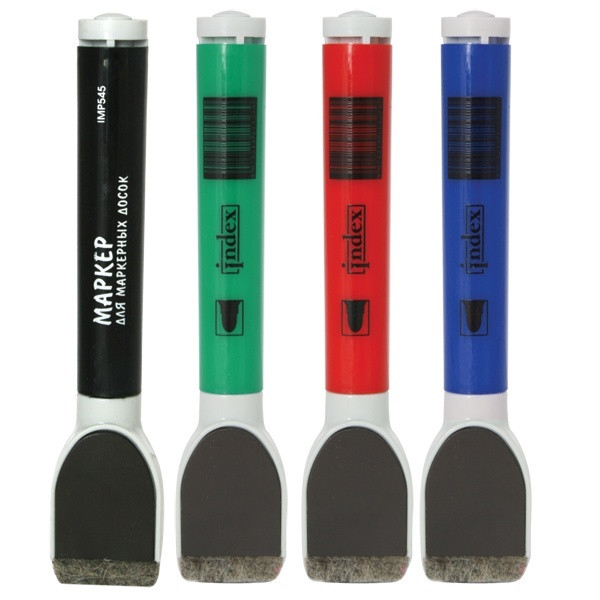 Набор маркеров для доски в PVC-пенале, с магнитом и губкой, 4 цв.(работаем с юр лицами и ИП) - фото 1 - id-p113243409