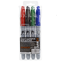 Набор маркеров для доски, 4 цв. в PVC упаковке , арт. SMW01/4(работаем с юр лицами и ИП)
