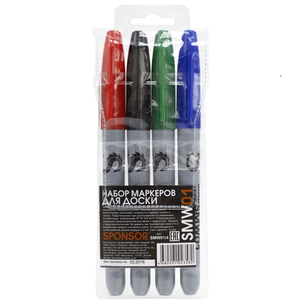 Набор маркеров для доски, 4 цв. в PVC упаковке , арт. SMW01/4(работаем с юр лицами и ИП) - фото 1 - id-p113243412