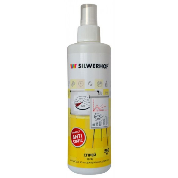Спрей-очиститель для маркерных досок, SILWERHOF WHITE BOARD CLEAN, 250мл арт.671209(работаем с юр лицами и ИП)