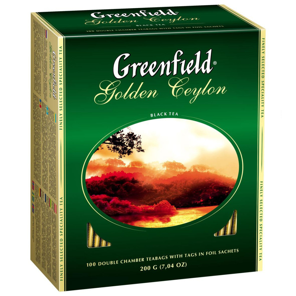 Чай черный пакетированный "Greenfield" Голден Цейлон, 100 пакетиков(работаем с юр лицами и ИП) - фото 1 - id-p113243594
