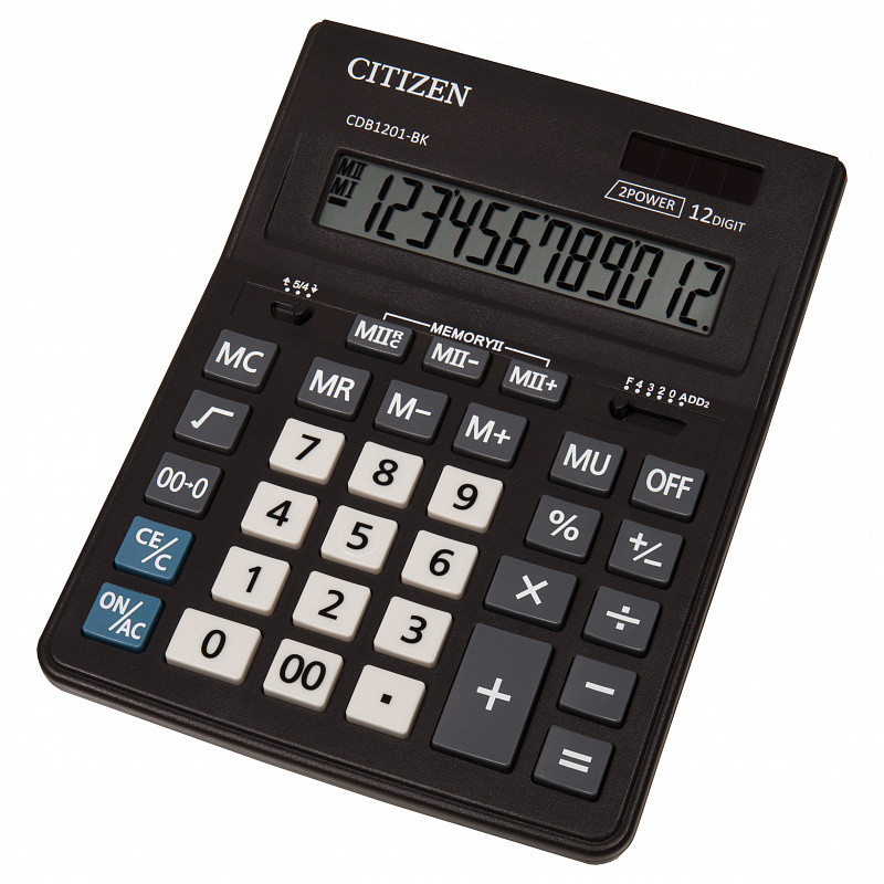 Калькулятор настольн BUSINESSLINE,12 разр., дв. питание, 2 памяти, черный корпус, разм.200*157*35 мм, - фото 1 - id-p113243631