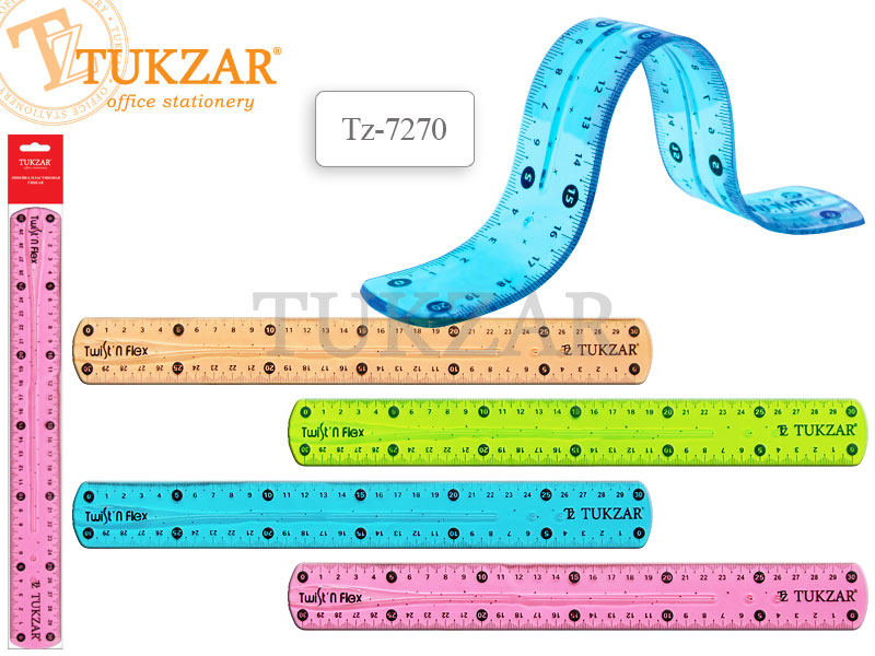 Линейка пластиковая гибкая 30 см, 4 цвета в ассортименте, NEW, арт. TZ 7270(работаем с юр лицами и ИП) - фото 1 - id-p113243708