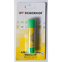 Клей-карандаш Silwerhof INDIKATOR 431408 8гр ПВП дисплей картонный цветной (исчезающий цвет)(работаем с юр