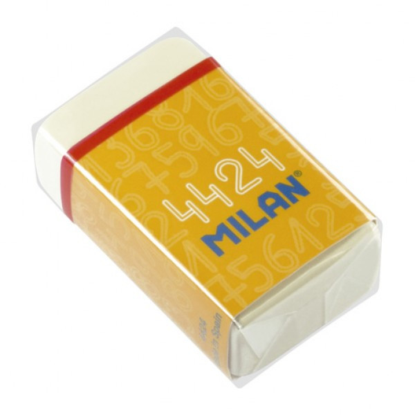 Ластик Milan "4424", прямоугольный, синтетический каучук, картонный держатель, 39*23*13мм, CMM4424(работаем с