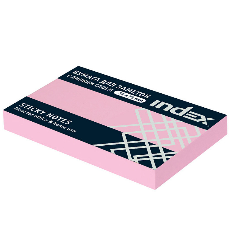 Бумага для заметок с липким слоем, разм. 51х75 мм, 100 л., цвет розовый(работаем с юр лицами и ИП)