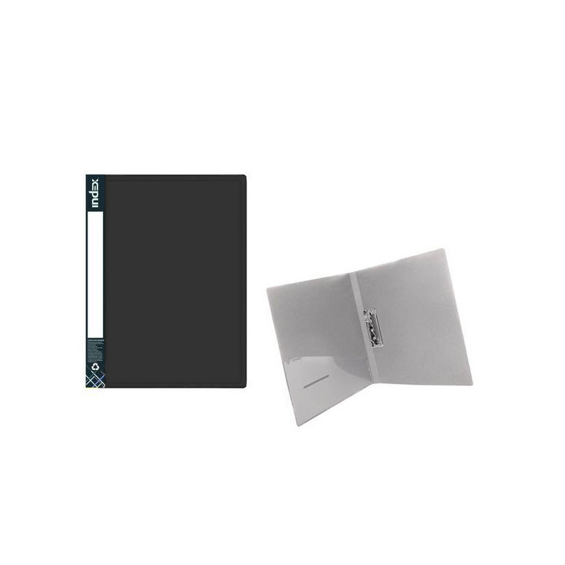 Папка с прижимным механизмом и карманом METALLIC, форзац, ф.A4, 0,7мм, черная, арт. ICF02/10/BK(работаем с юр