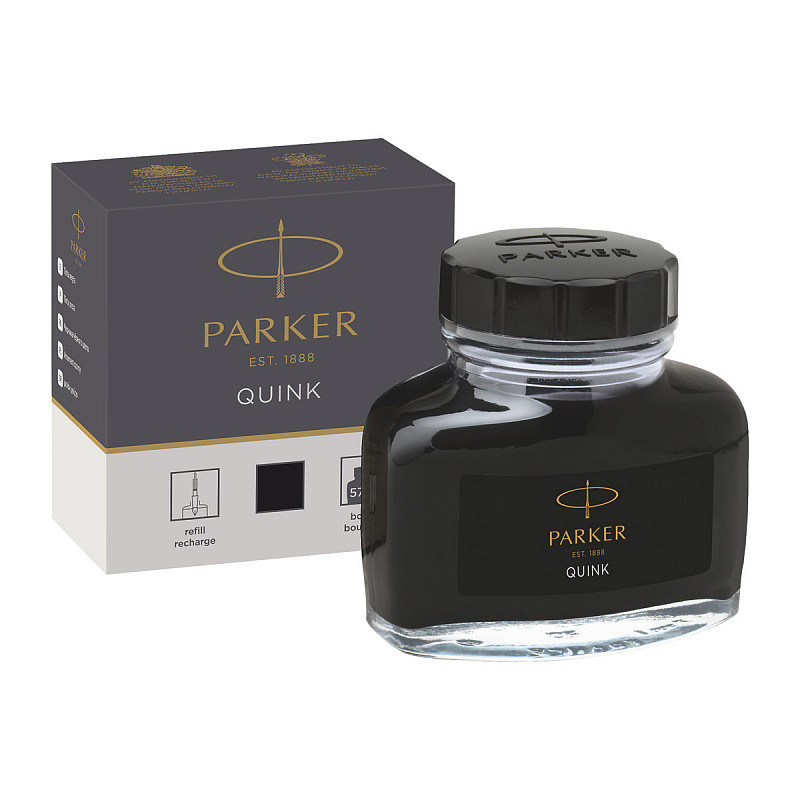 Чернила для перьевых ручек QUINK, флакон 57 мл, цвет чёрный, арт. PARKER-1950375(работаем с юр лицами и ИП) - фото 1 - id-p113245399