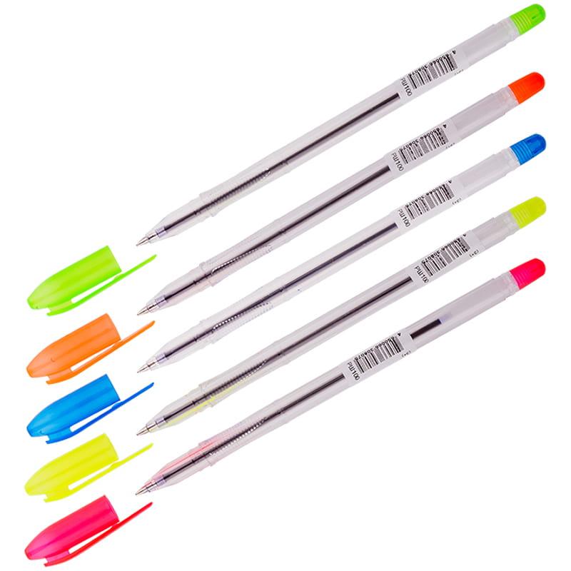 Ручка шариковая Стамм "VeGa Neon" синяя, 0,7 мм, прозрачный корпус РШ100(работаем с юр лицами и ИП) - фото 1 - id-p113245834