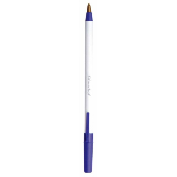 Ручка шариковая Silwerhof 026143-02 однораз. 0.7мм корпус пластик белый синие чернила(работаем с юр лицами и