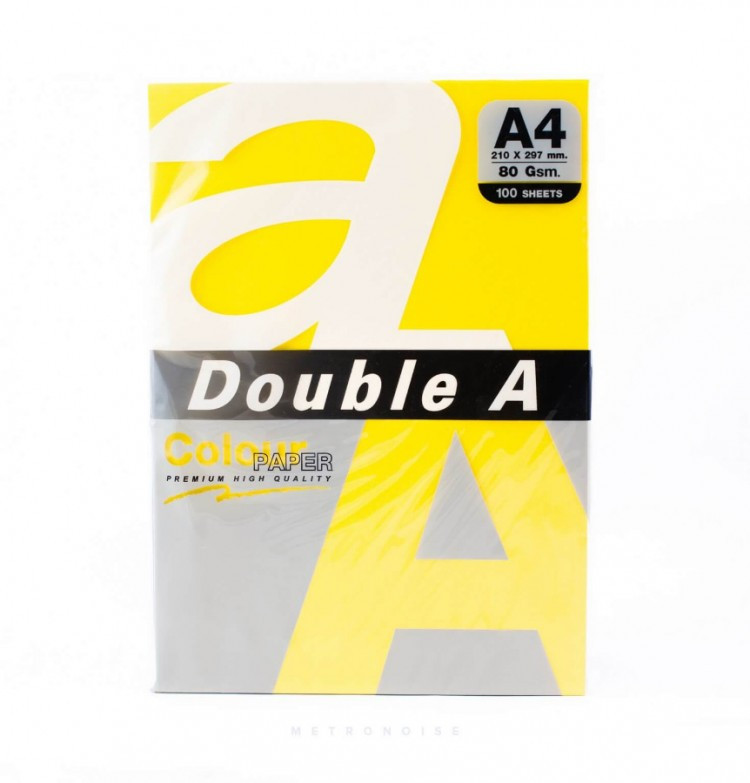 Бумага цветная DOUBLE A, А4, 80 г/м, ярко-желтый (Lemon), 100 листов(работаем с юр лицами и ИП) - фото 1 - id-p113247116