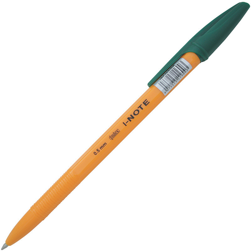 Ручка шариковая I-NOTE, пластиковый желтый корпус, 0,5мм, арт. IBP303, цвет зеленый(работаем с юр лицами и ИП) - фото 1 - id-p113247333