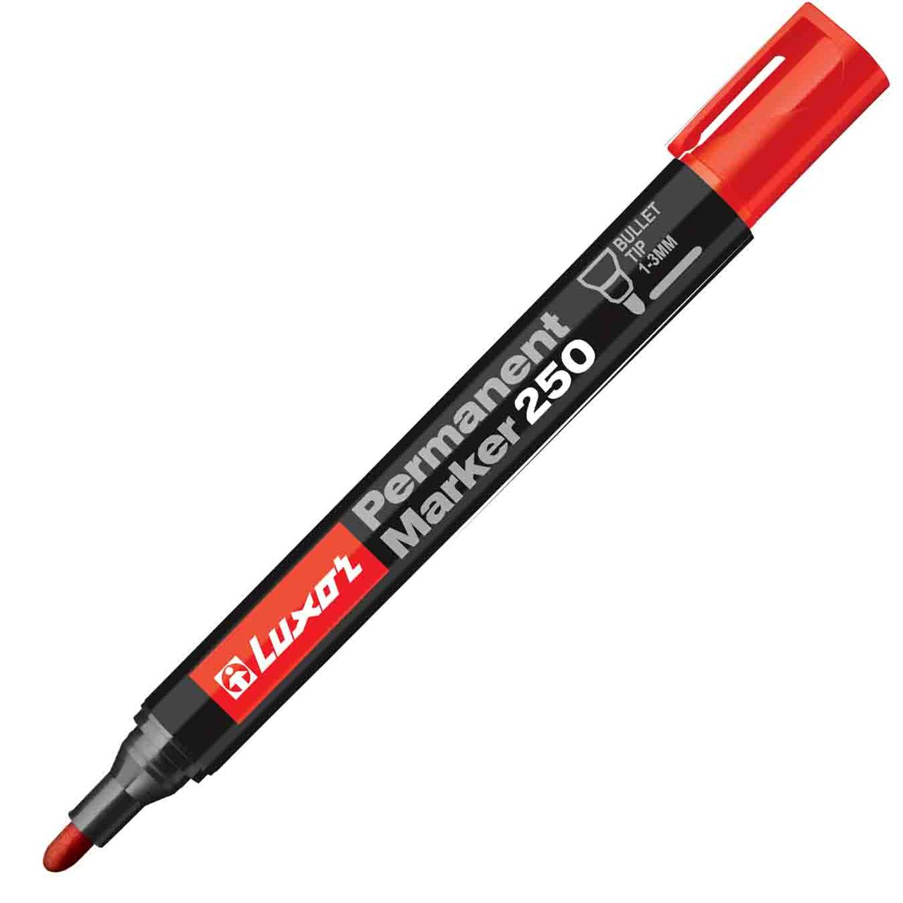 Маркер перманентный 250 LUXOR (1-3мм), цвет красный(работаем с юр лицами и ИП) - фото 1 - id-p113247369