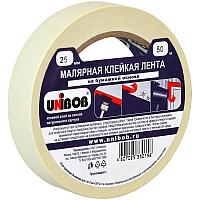 Клейкая лента малярная Unibob 25мм*50м, инд. упаковка, арт. 28135(работаем с юр лицами и ИП)