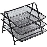 Лоток для бумаг горизонтальный Berlingo "Steel&Style", 3 секции, металл, цвет черный(работаем с юр лицами и