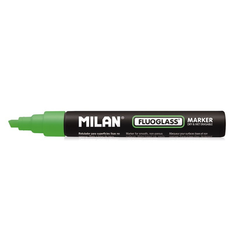 Маркер меловой Milan "Fluoglass", 2-4 мм, водная основа, цвет зеленый(работаем с юр лицами и ИП) - фото 1 - id-p113247630