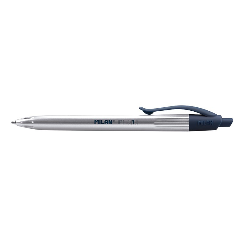 Ручка шариковая автоматическая Milan "P1 Silver", синий стержень 1,0мм, арт. 17657720112, цвет деталей - фото 1 - id-p113247635