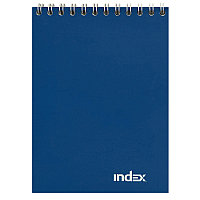 Блокнот INDEX, серия Office classic, на гребне, ассорти кл., ламиниров. обл., ф. А6, 40 л, цвет синий(работаем