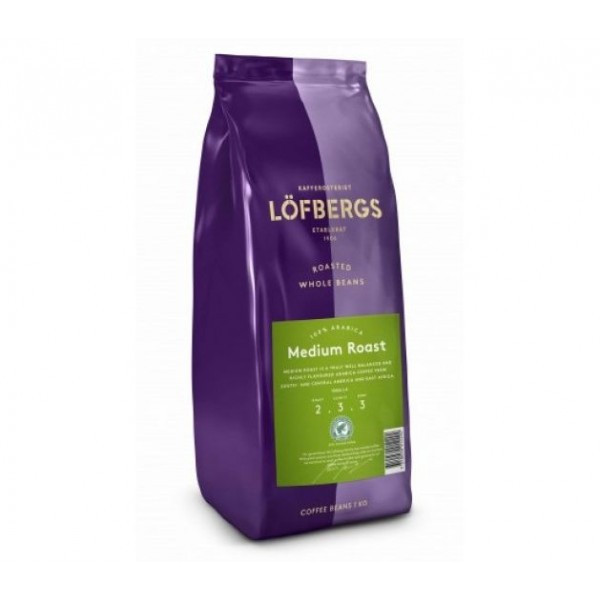 Кофе "Lofbergs" в зерне, 1 кг, мягк.упак., "Medium Roast" (Медиум Рост)(работаем с юр лицами и ИП) - фото 1 - id-p113247859
