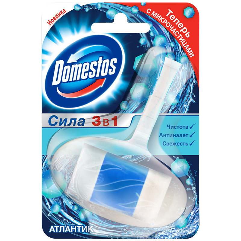 Подвесной блок для унитаза Domestos "3 в 1 Атлантик" 40г.(работаем с юр лицами и ИП)