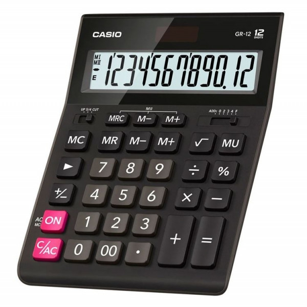 Калькулятор настольный Casio GR-12 черный 12-разр., арт. GR-12-W-EH(работаем с юр лицами и ИП)