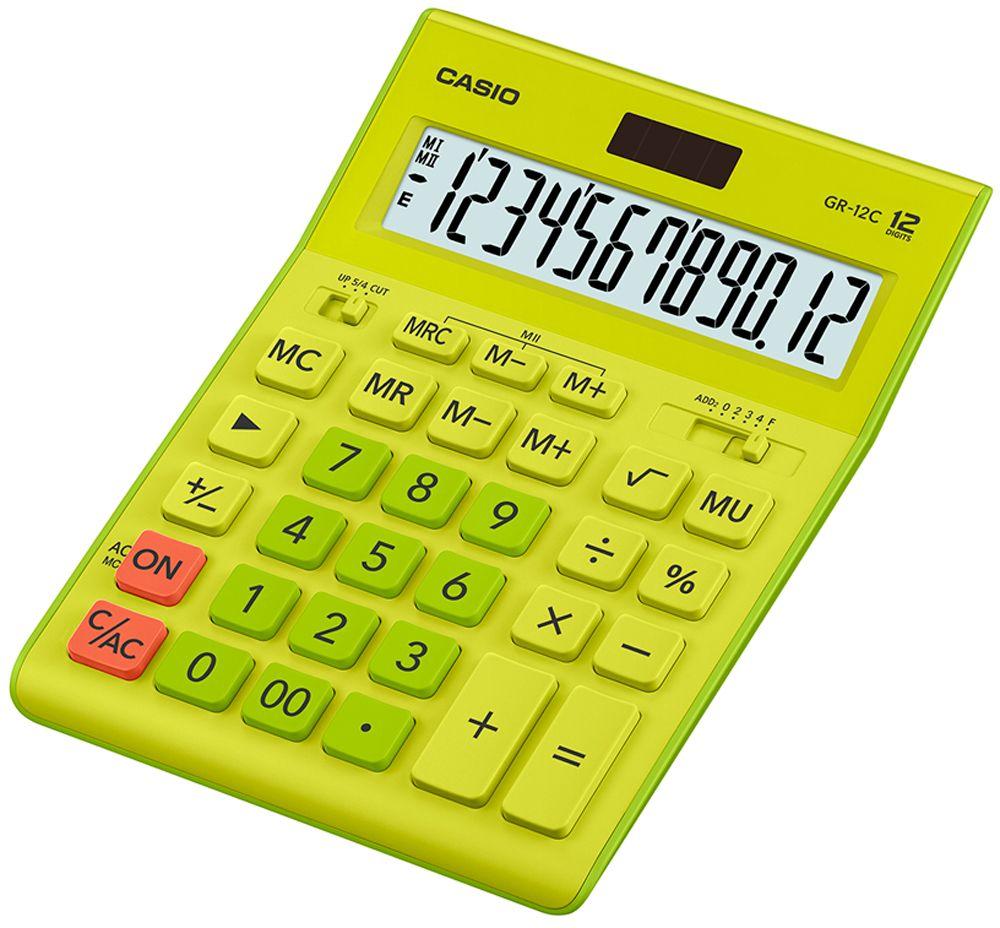 Калькулятор настольный Casio GR-12C-GN салатовый 12-разр., арт.GR-12С-GN-W-EP(работаем с юр лицами и ИП)