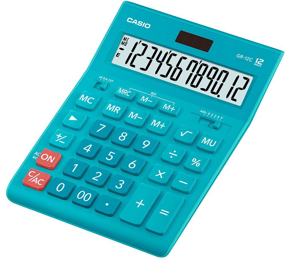 Калькулятор настольный Casio GR-12C-LB голубой 12-разр., арт. GR-12С-LB-W-EP(работаем с юр лицами и ИП) - фото 1 - id-p113247897
