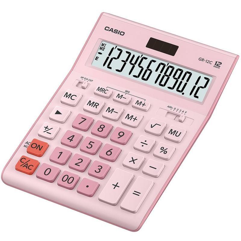 Калькулятор настольный Casio GR-12C-PK розовый 12-разр., арт. GR-12С-PK-W-EP(работаем с юр лицами и ИП) - фото 1 - id-p113247898