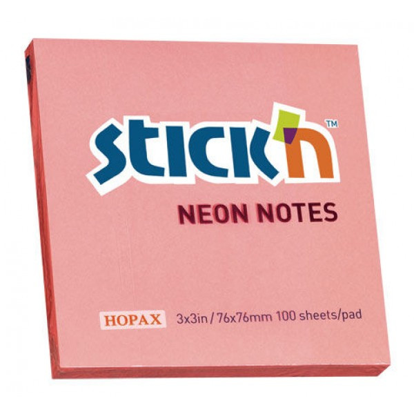 Блок самоклеящийся бумажный Stick`n ECO 21166 76x76мм 100лист. 70г/м2 неон розовый(работаем с юр лицами и ИП)