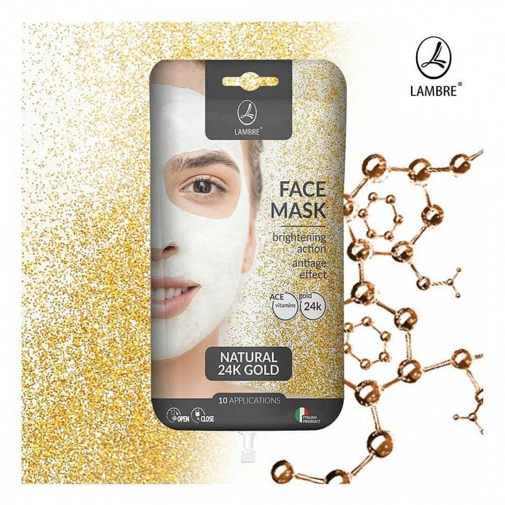 Маска с натуральным 24-каратным золотом Lambre FACE MASK GOLD