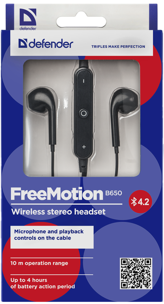 (63650) FreeMotion B650 черный, вставки, Bluetooth Наушники DEFENDER - фото 3 - id-p112375583