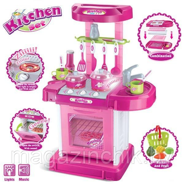 Кухня игровая Kitchen Set розовая арт. 008-56 со светом и звуком - фото 1 - id-p6599321