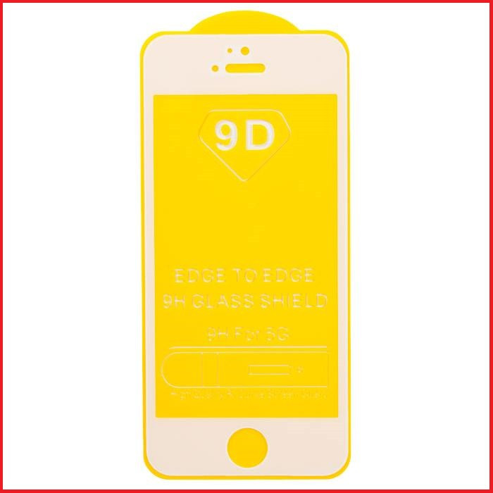 Защитное стекло 9d для Apple Iphone 5 / 5s / SE белый (полная проклейка)